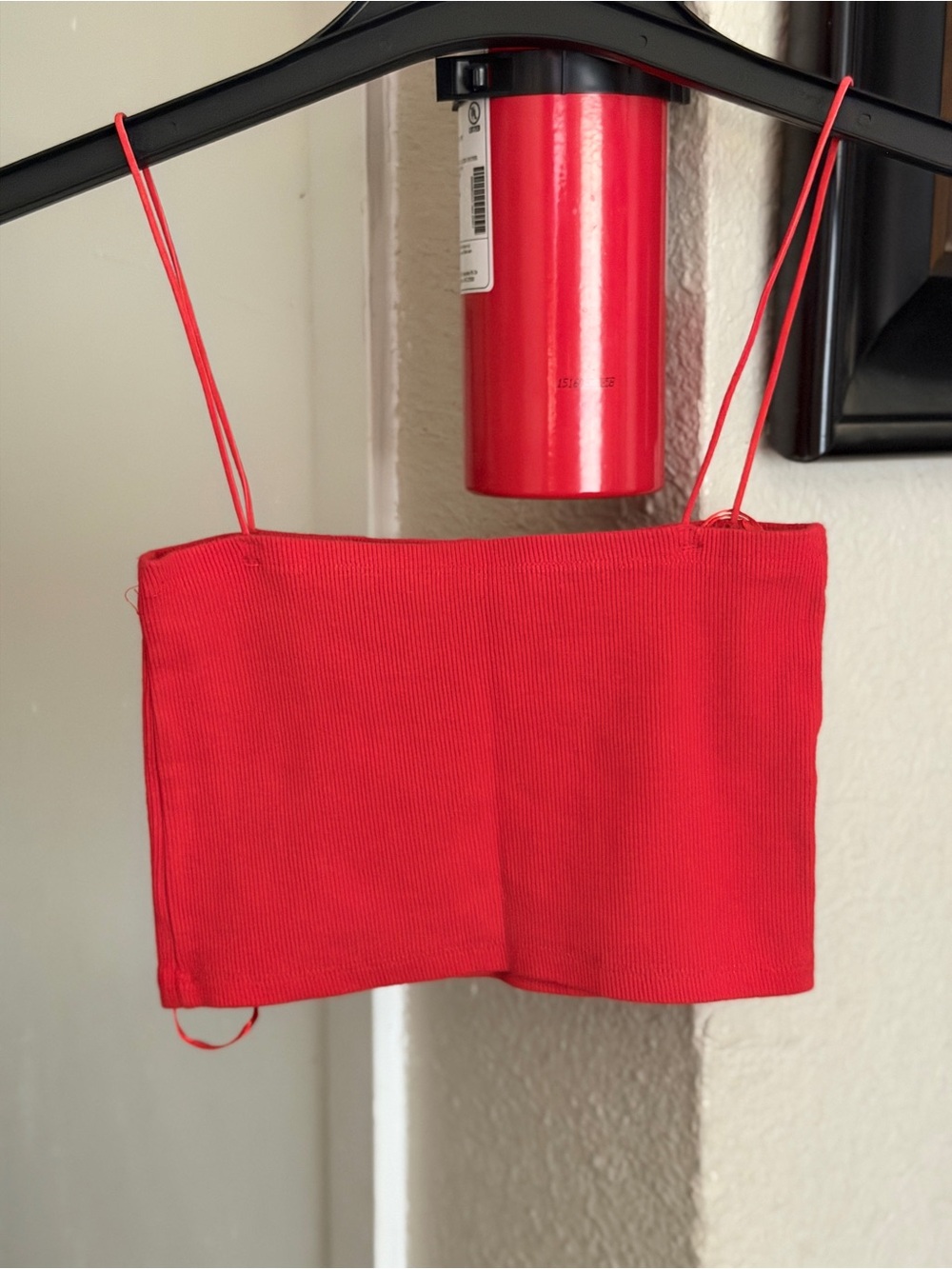 Zara Red Ribbed Cropped Camisole - Picture 3 of 6